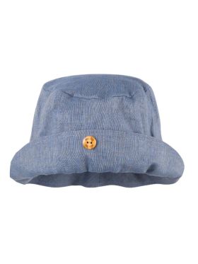 Pălărie din in copii Fold Button Blue