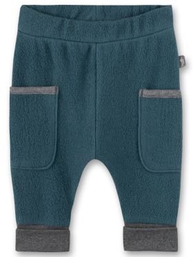 Pantaloni bebe din fleece Sanetta Pure, albastru petrol