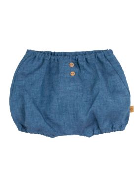 Pantaloni scurţi din in Storm Blue