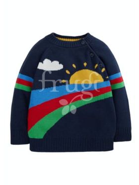 Pulover copii Jett Jumper Rainbow Scene, bumbac organic