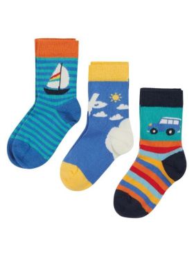 Set 3 perechi şosete Little Socks Rainbow Transports