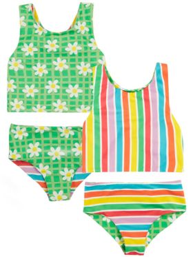 Tankini reversibil Summer Stripe Green Daisy