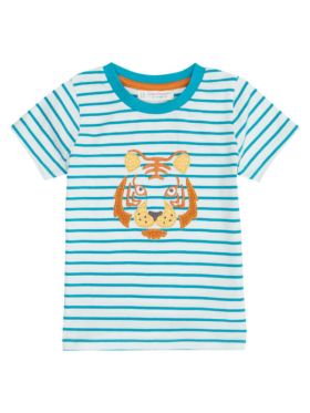 Tricou bumbac organic Turquoise Stripes Tiger