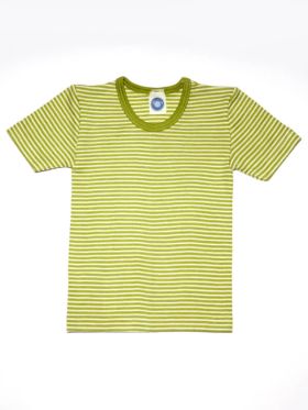 Tricou copii lână merinos și mătase Green dungi