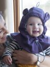 Cagulă din fleece pentru bebe Purple