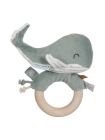 Jucărie zornăitoare cu inel din lemn Balena Ocean Mint