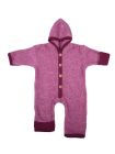 Overall lână fleece şi bumbac, cu mănuşi şi botoşei, Burgundy Melange