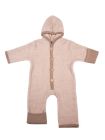 Overall lână fleece şi bumbac, cu mănuşi şi botoşei, Latte