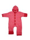 Overall lână fleece şi bumbac, cu mănuşi şi botoşei, Red Melange