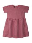 Rochie din in țesut cu mânecă scurtă Mauve